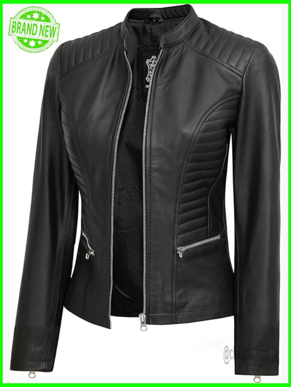 Lambskin Leather Jacket Cafe Racer Style Women's Coat Long Sleeve